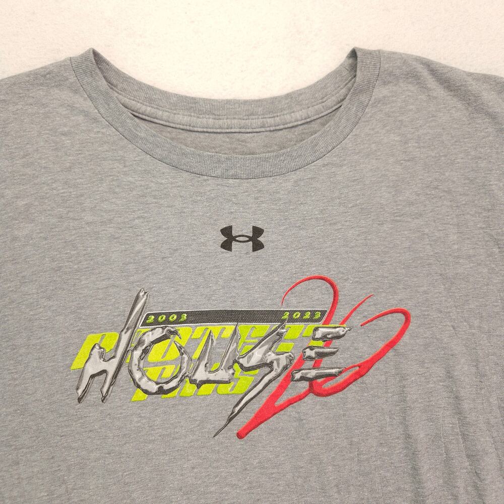 Under Armour Casual Crew Neck Short Sleeve Graphic Shirt Mens Size M Gray 16990